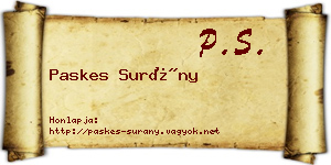 Paskes Surány névjegykártya